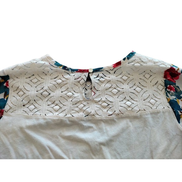 WOMAN'S VAN HAUSEN FLORAL AND LACE DRESS BLOUSE - SIZE LG. BLUE/GREEN RED - Picture 8 of 8